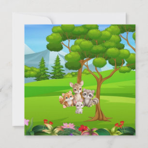 Woodland Baby Animals Baby Bib — Cute Forest Frien Invitation