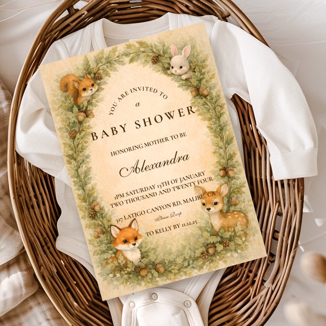 Woodland Baby Animals Baby Shower Invitation (Creator Uploaded)