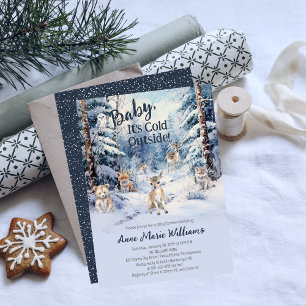 Woodland Baby Animals Winter Boy Baby Sprinkle Invitation