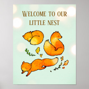 Woodland Baby Arrival Newborn Announcement   Poster