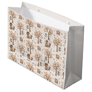 Woodland Baby Bears Squirrels Racoon Baby Shower Large Gift Bag