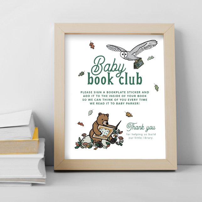 Woodland Baby Book Club Shower Activity Table Sign (Creator Uploaded)