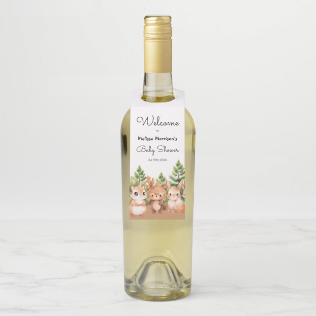 Woodland Baby Boy Shower Bottle Tag (On Bottle)