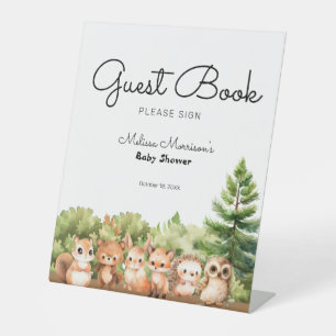 Woodland Baby Boy Shower Guest Book Pedestal Sign