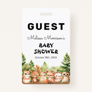Woodland Baby Boy Shower Guest ID Badge