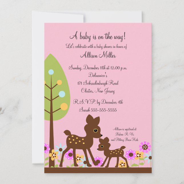 Woodland Baby Deer Baby Shower Invitation (Front)