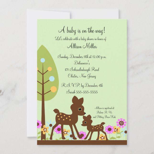 Woodland Baby Deer Baby Shower Invitation (Front)