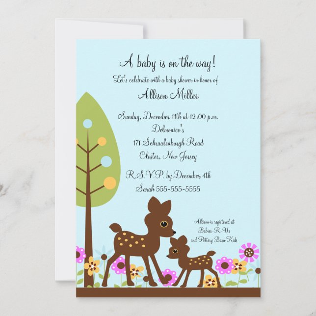 Woodland Baby Deer Boy Baby Shower Invitation (Front)