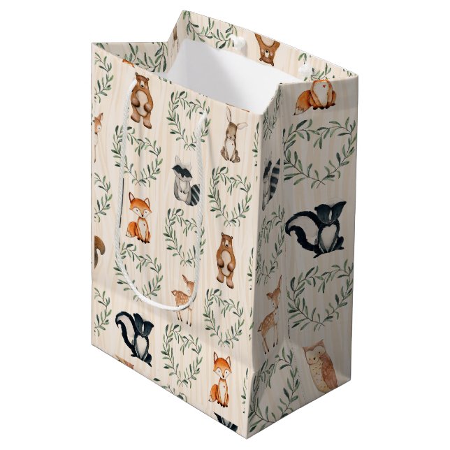 Woodland Baby Forest Animal  Medium Gift Bag (Front Angled)