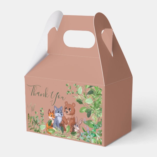 Woodland baby forest friends thank you favour box (Front Side)