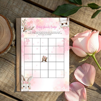 Woodland Baby Girl Bingo Game