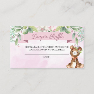 Woodland Baby Girl Diaper Raffle Enclosure Card