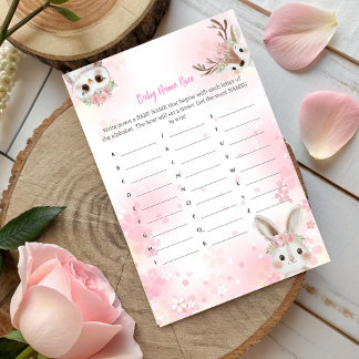 Woodland Baby Girl Name Race Game
