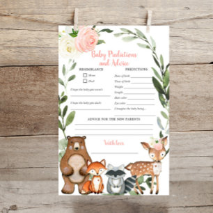 Woodland baby girl predictions and advice card