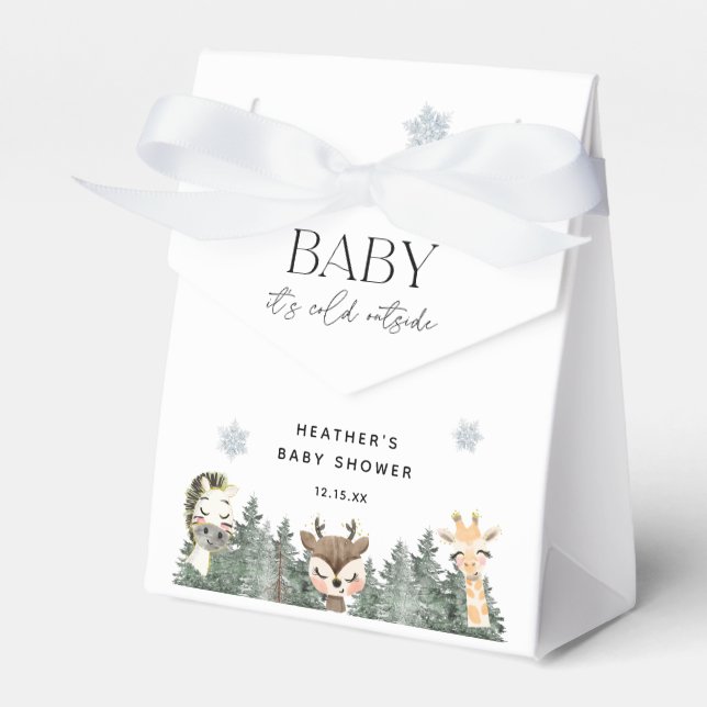 Woodland Baby It's Cold Outside Baby Shower Favour Box (Front Side)