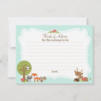 Woodland Baby Shower Advice card for the mum to be