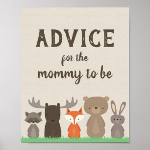 Woodland Baby Shower Advice for the Mummy Sign