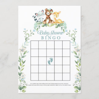 Woodland Baby Shower Bingo Game Invitation