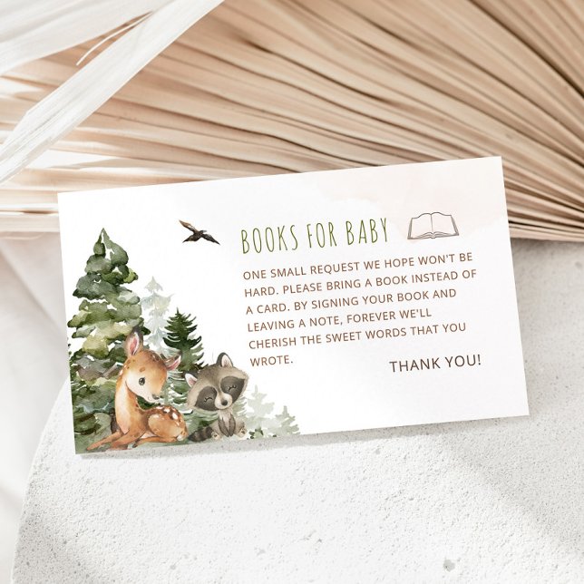 Woodland Baby Shower Books For Baby Enclosure Card (Creator Uploaded)