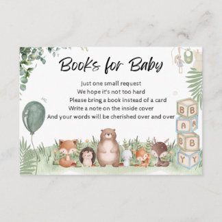 Woodland Baby Shower Books for Baby Insert Card