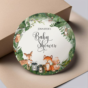 Woodland Baby Shower Classic Round Sticker