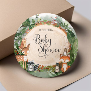 Woodland Baby Shower Classic Round Sticker