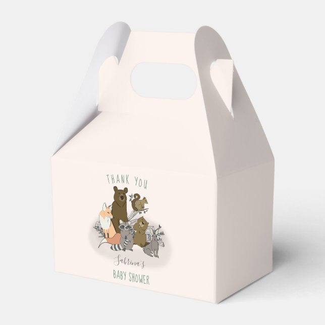 Woodland Baby Shower Cute Forest Animals Thank You Favour Box (Front Side)