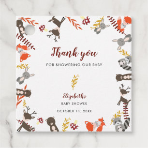Woodland Baby Shower Cute Forest Thank you Fall  Favour Tags