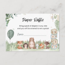 Woodland Baby Shower Diaper Raffle Insert Card