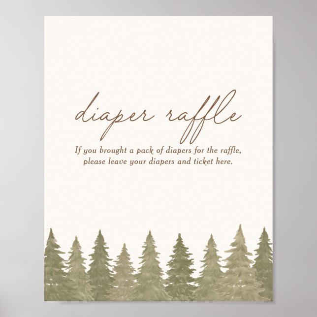 Woodland Baby Shower Diaper Raffle Sign (Front)