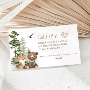 Woodland Baby Shower Diaper Raffle Ticket Enclosure Card