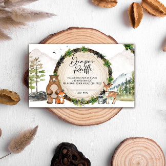 Woodland Baby Shower Diaper Raffle Tickets Enclosu Enclosure Card