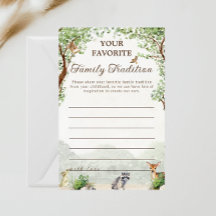Woodland Baby Shower Family Tradition Advice Card