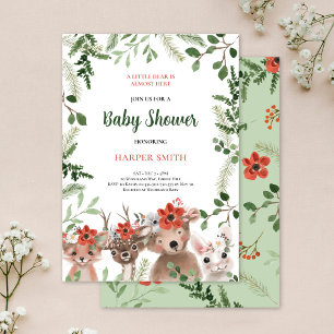 Woodland Baby Shower Forest Animals Greenery Invitation