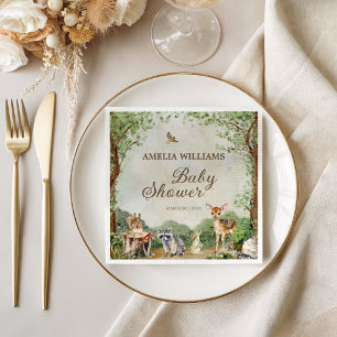 Woodland Baby Shower Forest Animals Greenery Napkin