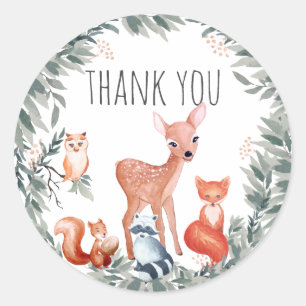 Woodland Baby Shower Forest Animals Sticker