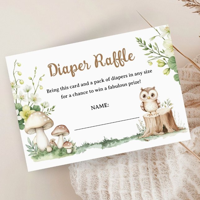 Woodland Baby Shower Forest Diaper Raffle Enclosure Card (Creator Uploaded)