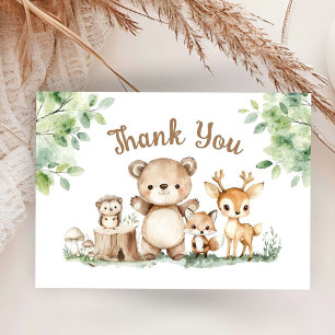 Woodland Baby Shower Forest Flat Thank You Card