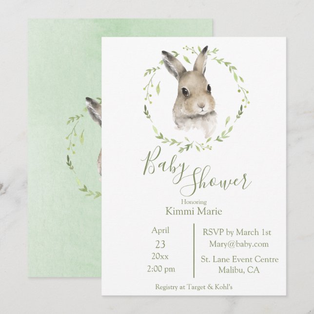 Woodland Baby Shower Forest Watercolor Boy Girl Invitation (Front/Back)