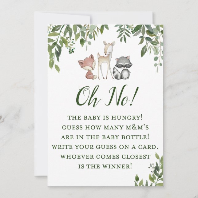 Woodland Baby Shower Game - Guessing How Many Invitation (Front)