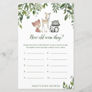 Woodland Baby Shower Game - How Old Were They