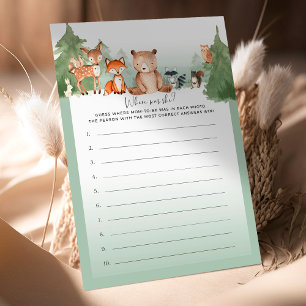 Woodland Baby Shower Game Where Was She?