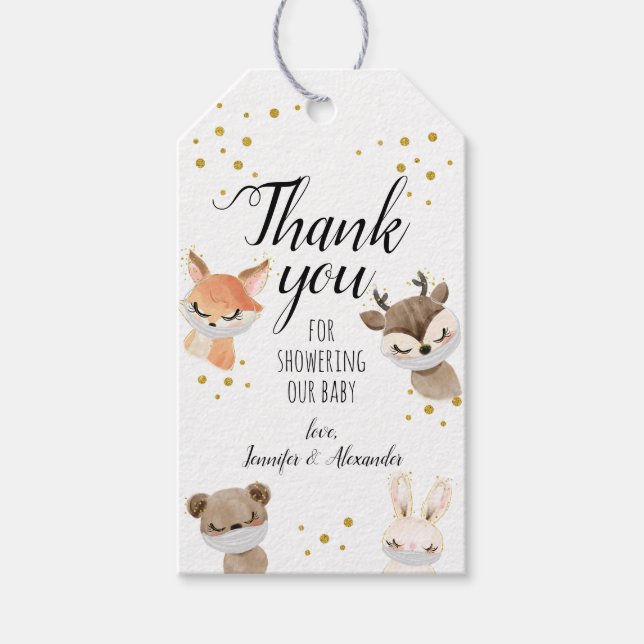 Woodland Baby Shower Gift Tag (Front)