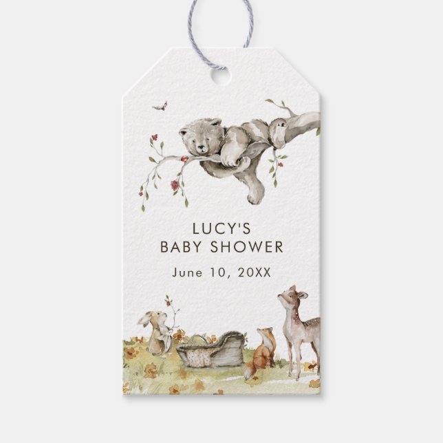 Woodland Baby Shower Gift Tags (Front)