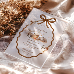 Woodland Baby Shower Gingham Fall Acrylic Invitations