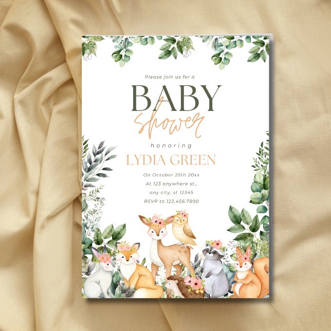 Woodland Baby Shower Greenery Baby Shower Rustic Invitation (Creator Uploaded)