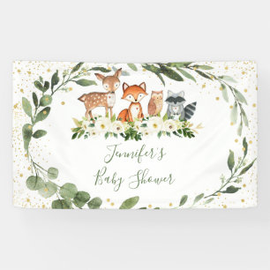 Woodland Baby Shower Greenery Forest Animal Banner