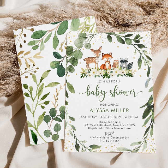 Woodland Baby Shower Greenery Forest Animal Invitation (Creator Uploaded)