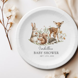 Woodland Baby Shower Greenery Forest Animal Paper Plate