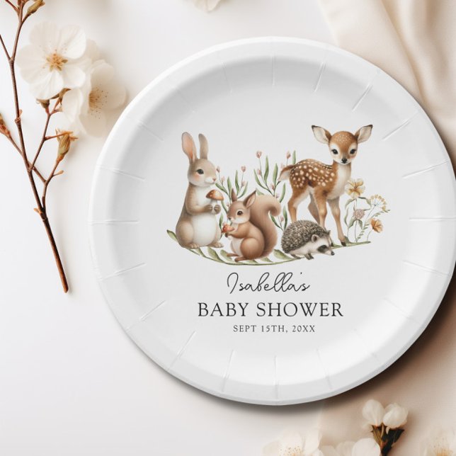 Woodland Baby Shower Greenery Forest Animal Paper Plate (Woodland Baby Shower Greenery Forest Animal Paper Plates)